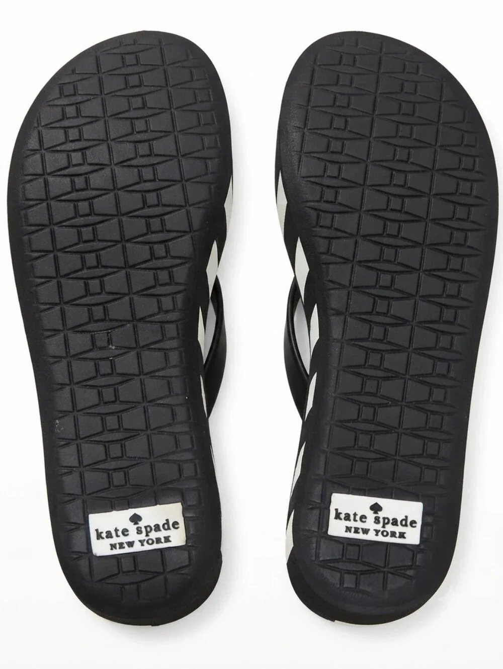 Kate Spade New York Rhett Platform Wedge Flip Flop Sandals Black White Charm 7M